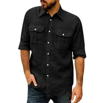 2024秋季新款純色大碼休閑襯衣男士寬松美式長袖襯衫Men's Shirts