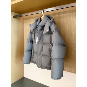 白鵝絨連帽羽絨服男短款外套 冬季新款寬松加厚輕麵包服情侶款潮