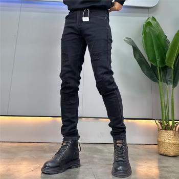 破洞修身秋冬季時尚小腳牛仔褲