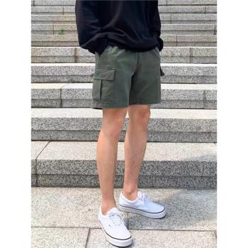 日系美式男生立體多口袋工裝短褲