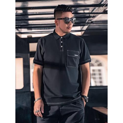 夏季加肥加大碼胖子潮流帶領P0lo衫高中學生肥仔口袋男土短袖t恤