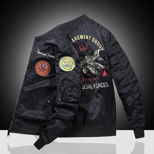 日系情侶MA1潮牌夾克厚款刺繡外套空軍衫飛行員棒球服秋冬棉衣服