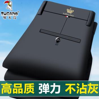 啄木鳥秋冬季男士休閑褲彈力男褲中年爸爸寬松直筒加絨加厚西褲