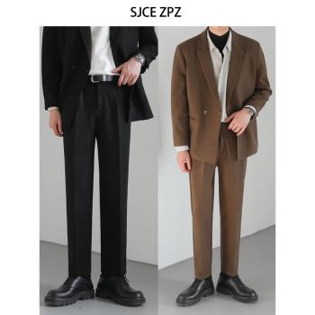ZPZ韓版職業加厚加絨九分直筒褲