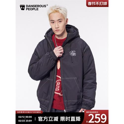 Dangerouspeople薛之謙dsp撞色刺繡潮流時尚百搭開衫連帽棉服外套