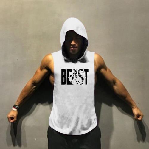 Sleeveless Hooded Sports Tank Top 連帽運動背心健身無袖上衣男