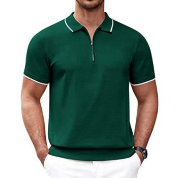 Mens knitted T-shirt 歐美男裝 拉鏈針織衫 毛織商務Polo衫男