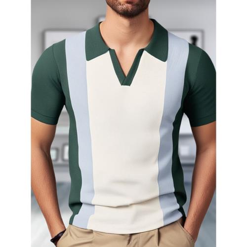 拼接撞色套頭商務POLO衫男 Business POLO Shirt Casual T-Shirt