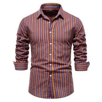 Mens shirts 歐美男式基礎百搭襯衣時尚條紋格子長袖襯衫男上衣