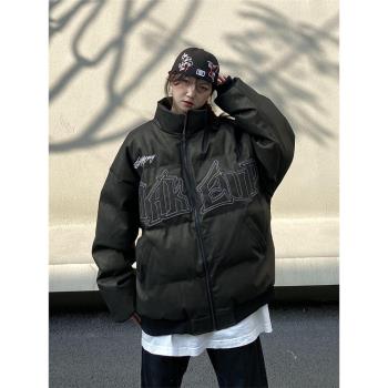 潮美式oversize皮衣外套羽絨服