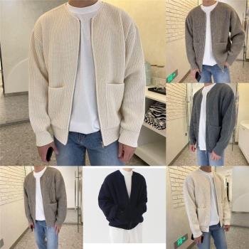Mensknittedsweater 立領修身休閑青年長袖毛衣男式開衫毛衫