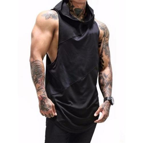 Hooded Sleeveless T-Shirt Fitness Tank Top 連帽T恤健身背心男|T恤|ETMall東森購物網