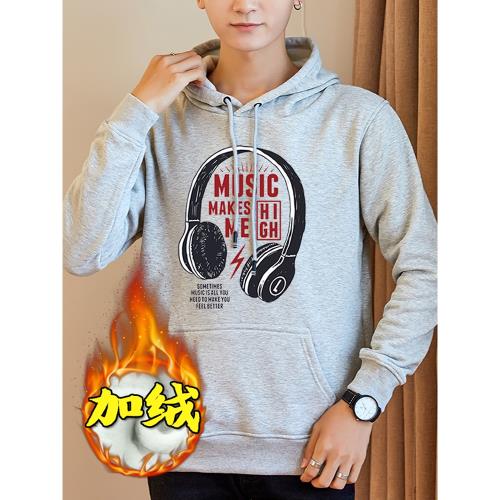 ins超火的秋冬裝加絨純棉衛衣男女情侶裝連帽寬松帽衫原宿風潮