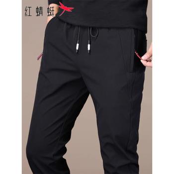 紅蜻蜓秋冬季修身加絨直筒休閑褲