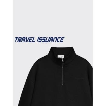 TRAVEL ISSUANCE 忙些什麼 潮流個性運動立領BF流行寬松長袖衛衣