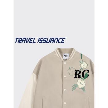 TRAVEL ISSUANCE 一起出發 潮牌時髦花卉字母次休息寬松夾克外套