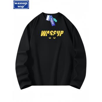 WASSUP WSP長袖T恤打底衫圓領上衣潮牌休閑美式純棉男女情侶裝