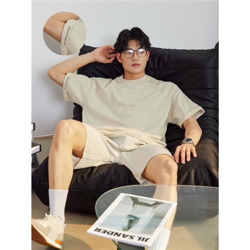 NINPURE 重磅微廓形字母印花短袖t恤男索羅娜冰絲速干運動體恤衫