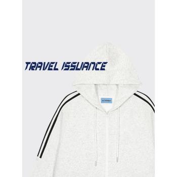 TRAVEL ISSUANCE 感嘆一下 時髦個性學院vintage寬松連帽衛衣開衫