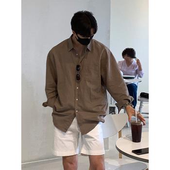 簡約港風復古小眾ins長袖襯衫