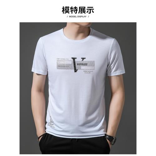 保羅品牌短袖t恤男純棉圓領夏季黑色半袖中青年絲光棉打底體恤衫T