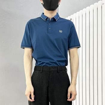 鐵衣館剪標折扣男裝 夏季新款男商務休閑百搭珠地棉透氣短袖Polo