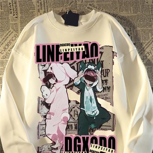 美式街頭復古卡通印花情侶衛衣女2024春秋高街潮牌oversize外套薄