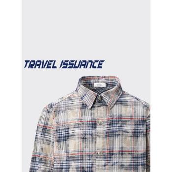 TRAVEL ISSUANCE 沒有可能 原創日系潮流格子休閑BF寬松長袖襯衫