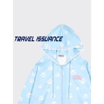 TRAVEL ISSUANCE 沾點爪印 時髦小眾甜酷vintage寬松連帽衛衣男女