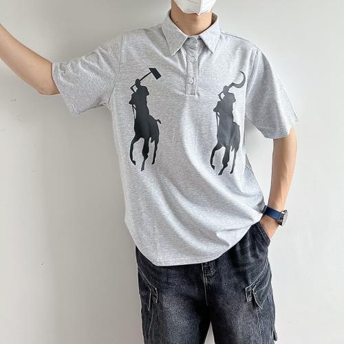 乜Q美式復古惡搞拉夫高街翻領Polo衫ins男休閑小眾設計感半袖潮流