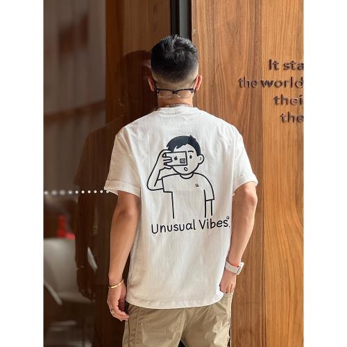 韓版簡約刺繡純棉男士短袖T恤夏季流行卡通印花休閑寬松情侶體恤