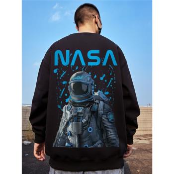 oversize潮牌ins潮流nasa宇航員圓領套頭衛衣男寬松大碼長袖外套