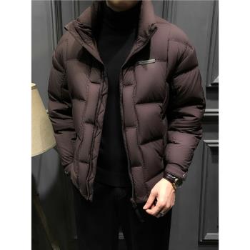 冬季90鵝絨羽絨服男士2024新款高階立領加厚外套秋冬爆款商務夾克