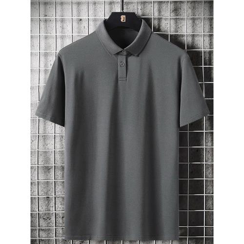 柔軟華夫格面料短袖男商務休閑POLO衫夏季薄款翻領純色保羅衫T恤