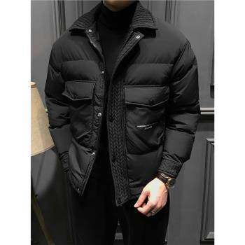 高階商務夾克翻領痞帥修身羽絨服