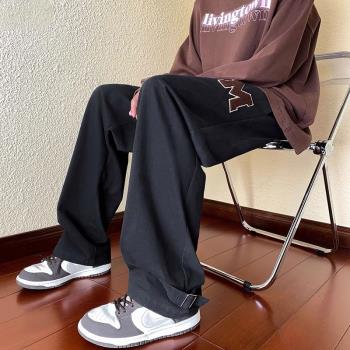 大碼300斤運動衛褲束腳褲子直筒加厚春秋款潮牌男士闊腿寬松長褲
