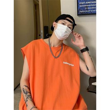 運動背心男夏季籃球健身跨欄潮牌坎肩上衣ins高街寬松美式無袖t恤