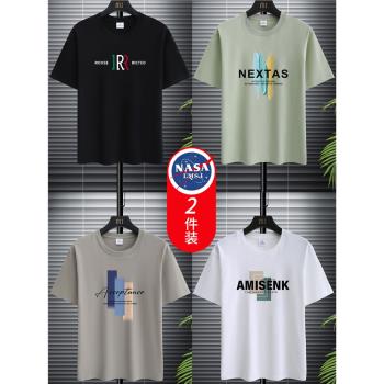 NASA短袖T恤男夏季純棉半袖潮牌青年寬松大碼休閑上衣服男體恤衫