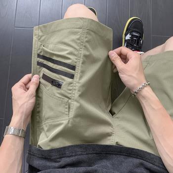日系工裝短褲男美式機能戶外沖鋒褲夏季五分褲薄款寬松速幹運動褲