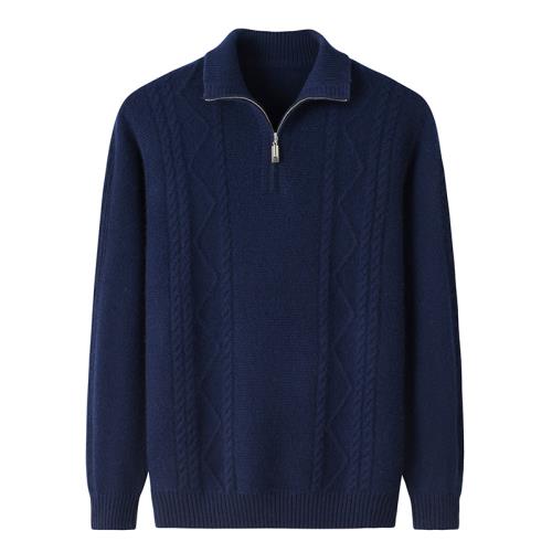 官方旗艦店正品100純羊絨衫男拉鏈翻領加厚保暖商務毛衫毛衣E3426