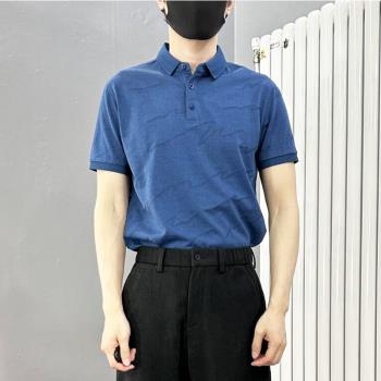 鐵衣館剪標折扣男裝 夏季新款商務休閑百搭舒適透氣提花短袖Polo