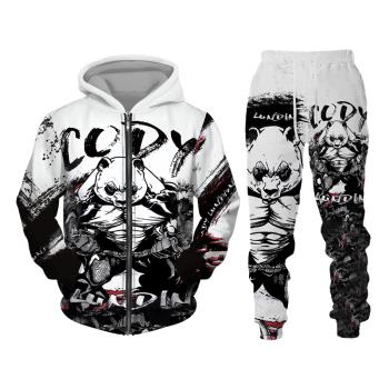Casual 3D printed hooded suit for men 休閑3D印花連帽套裝男士