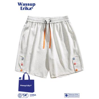 WASSUP ERIKA日系設計感運動短褲男夏季寬松中褲透氣青少年五分褲