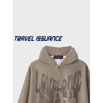 TRAVEL ISSUANCE 來照個相 歐美個性小眾嘻哈BF寬松連帽衛衣外套