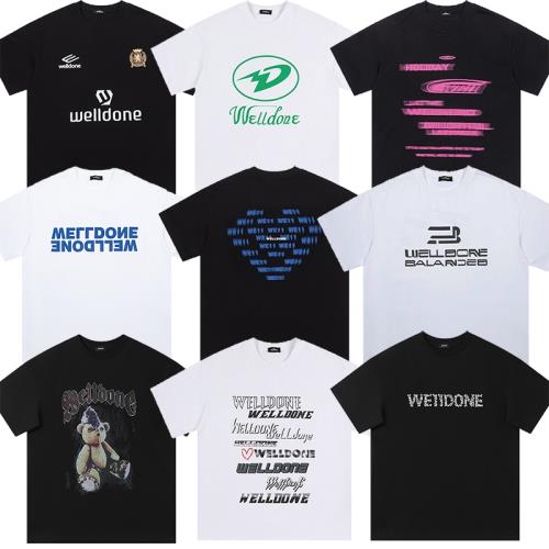 DORA WE11DONE小眾潮牌美式純棉寬松情侶半袖welldone短袖T恤男女