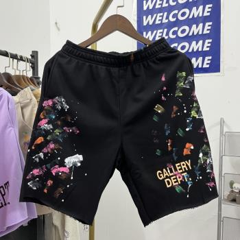 美式潮牌GALLERY手繪塗鴉波點字母印花街頭嘻哈風格休閑運動短褲