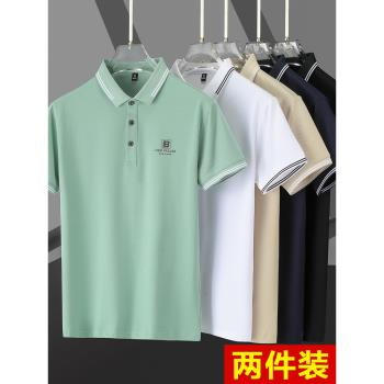2023新款POLO衫夏季半袖翻領男士短袖T恤男裝純棉青年冰絲上衣服