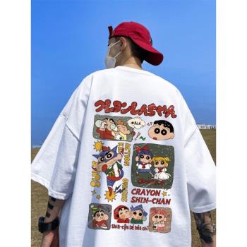 蠟筆小新t恤夏季男生短袖日系cityboy上衣潮牌復古重磅純棉體恤衫