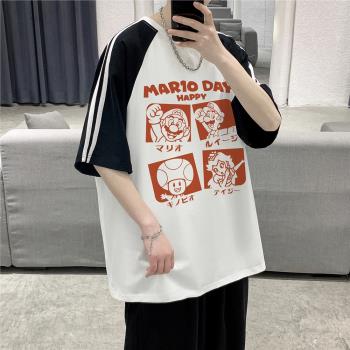 短袖男款夏季薄款速幹純棉t恤ins潮牌印花上衣美式oversize體恤衫