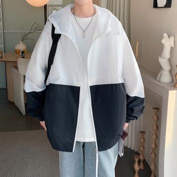 防曬衣男款夏季戶外防紫外線外套輕薄連帽皮膚衣薄款寬松運動夾克